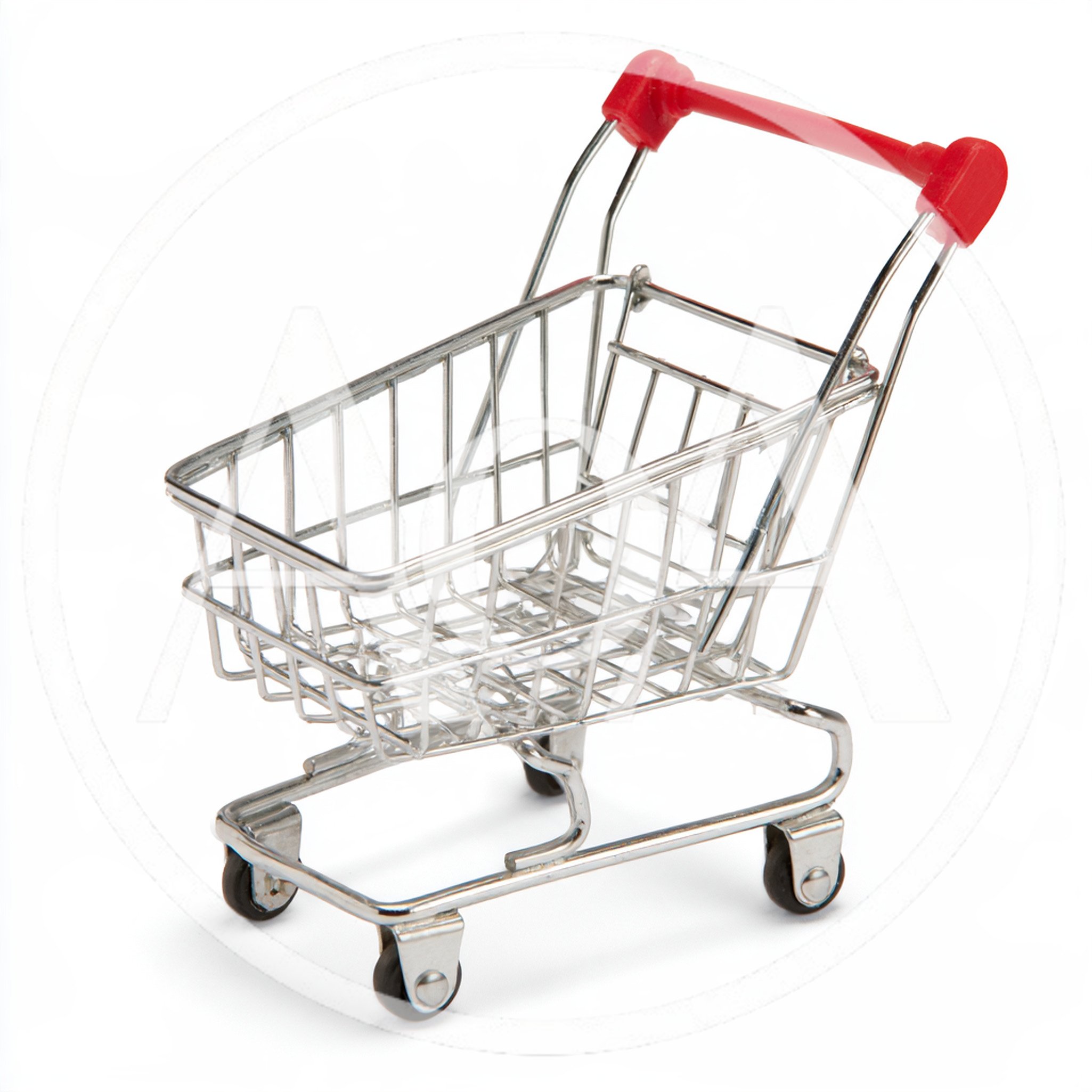 Miniature Metal Shopping Cart Isolated On White