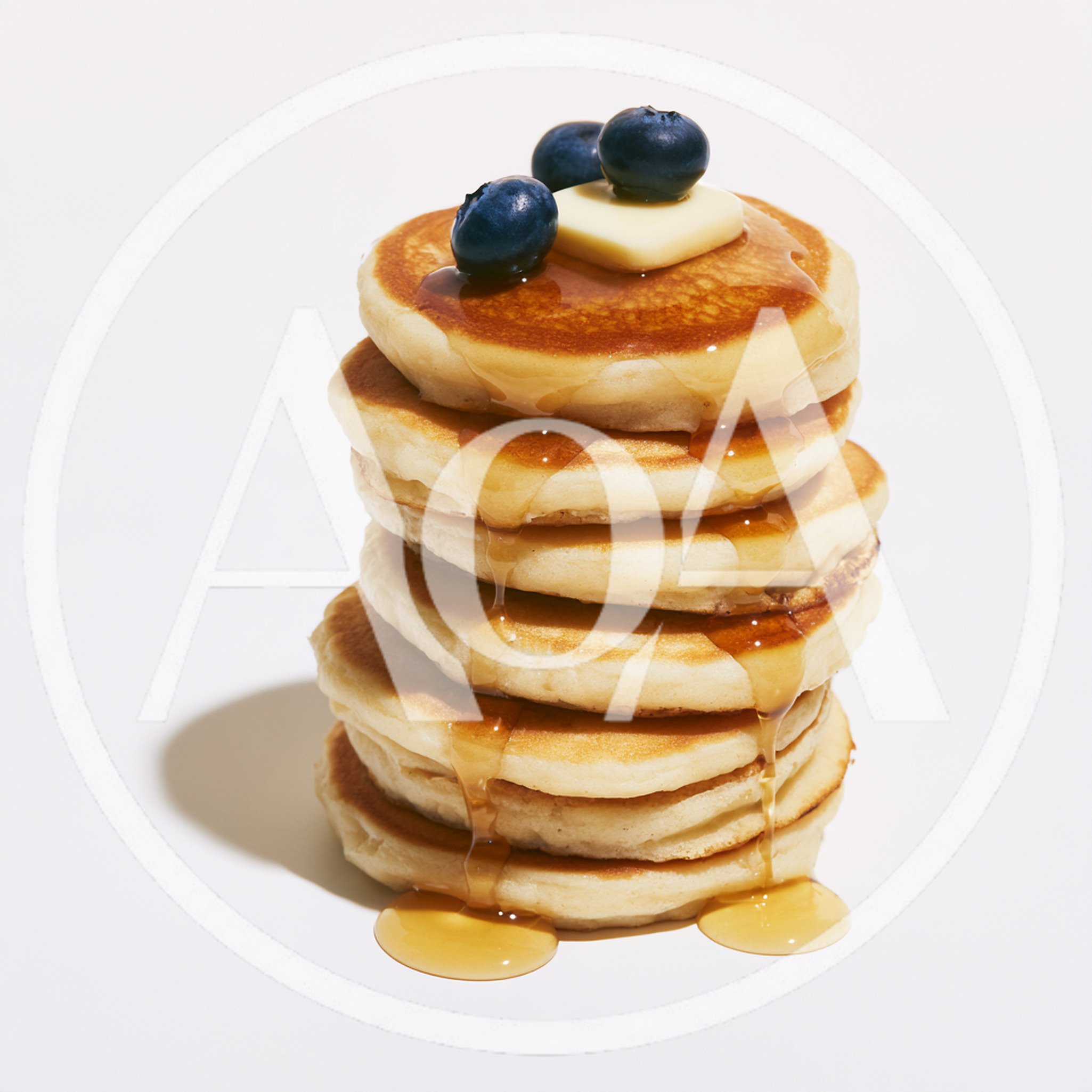 Stack of Fluffy Pancakes with Blueberries and Syrup