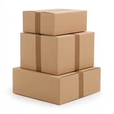 Stack of Three Cardboard Shipping Boxes
