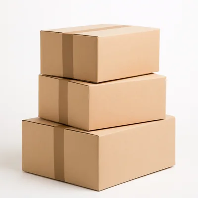Stack of Three Cardboard Shipping Boxes