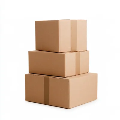 Stack of Three Brown Cardboard Shipping Boxes