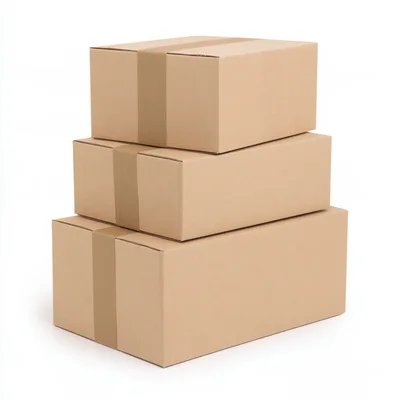 Stack of Three Brown Cardboard Shipping Boxes