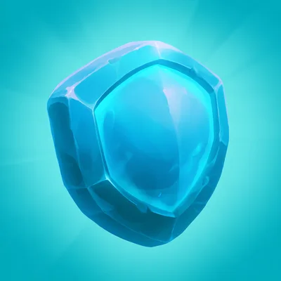 Glowing Blue Crystal Shield Icon