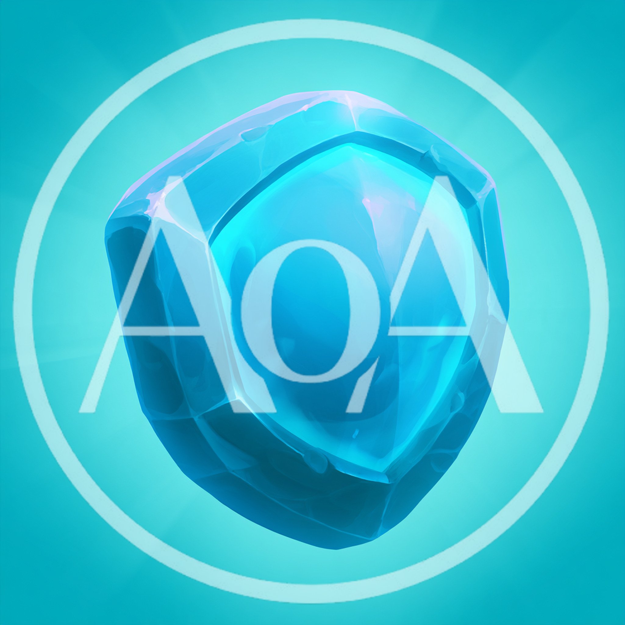 Glowing Blue Crystal Shield Icon