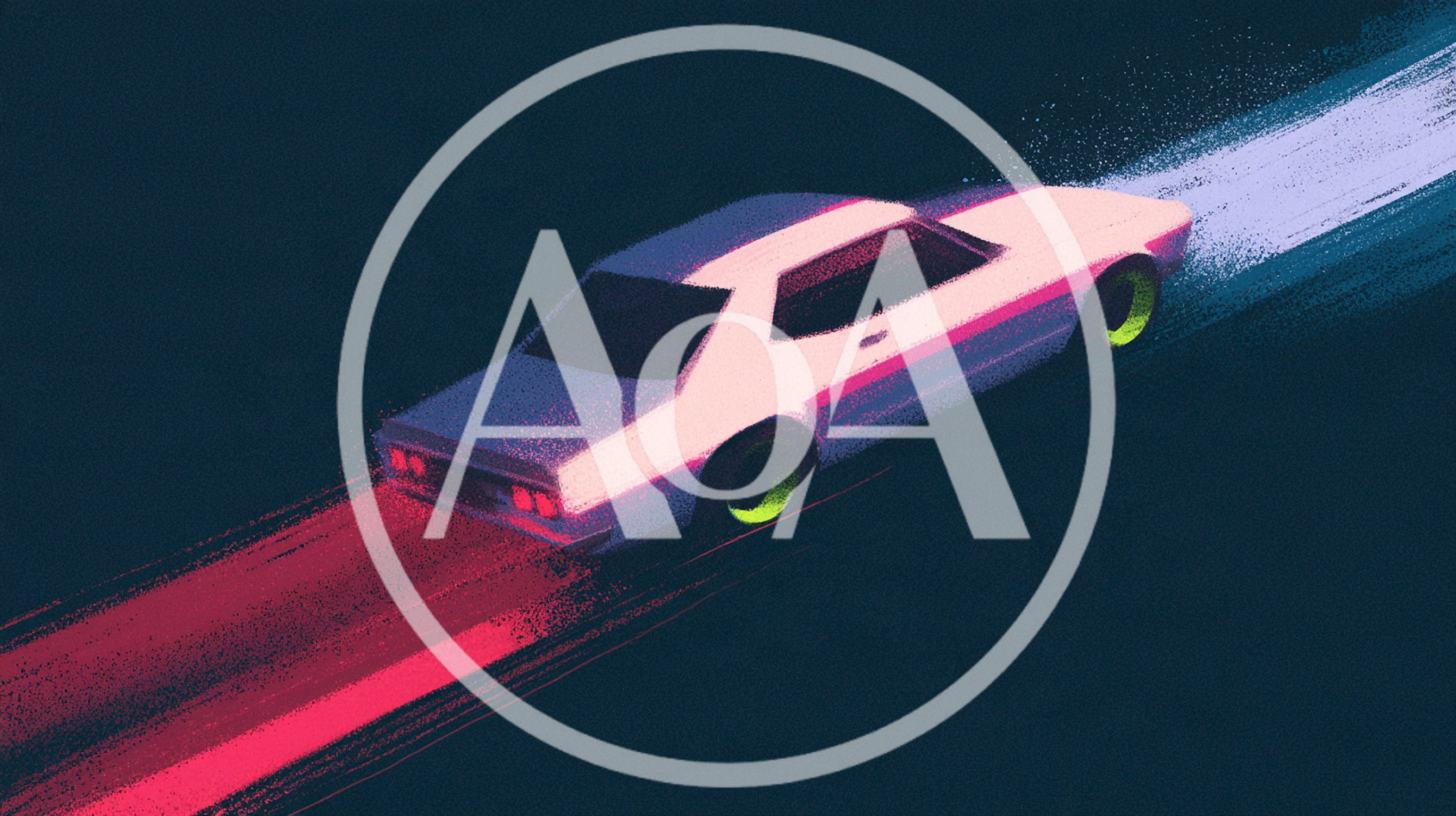 Stylized Retro Muscle Car Speeding Through Dark Space