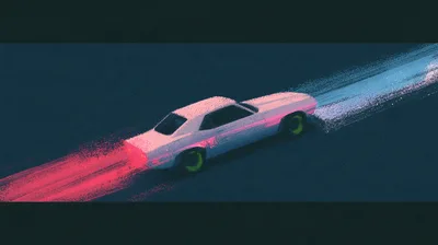 Stylized Retro Muscle Car Speeding With Motion Blur