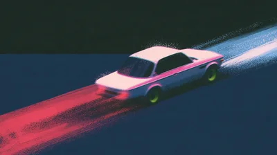Retro Style Illustration Of A Moving Sports Car