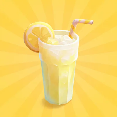 Refreshing Glass Of Lemonade With Ice And Straw