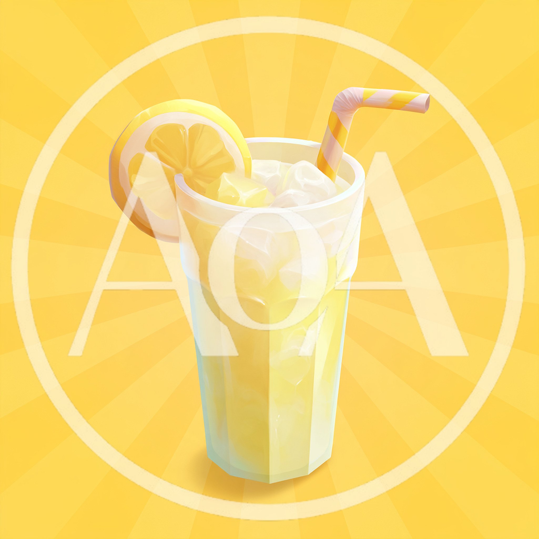 Refreshing Glass Of Lemonade With Ice And Straw