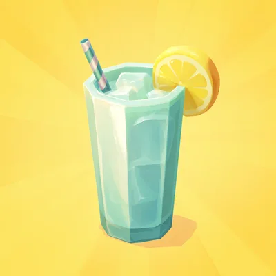 Refreshing Glass Of Lemonade With Ice And Straw