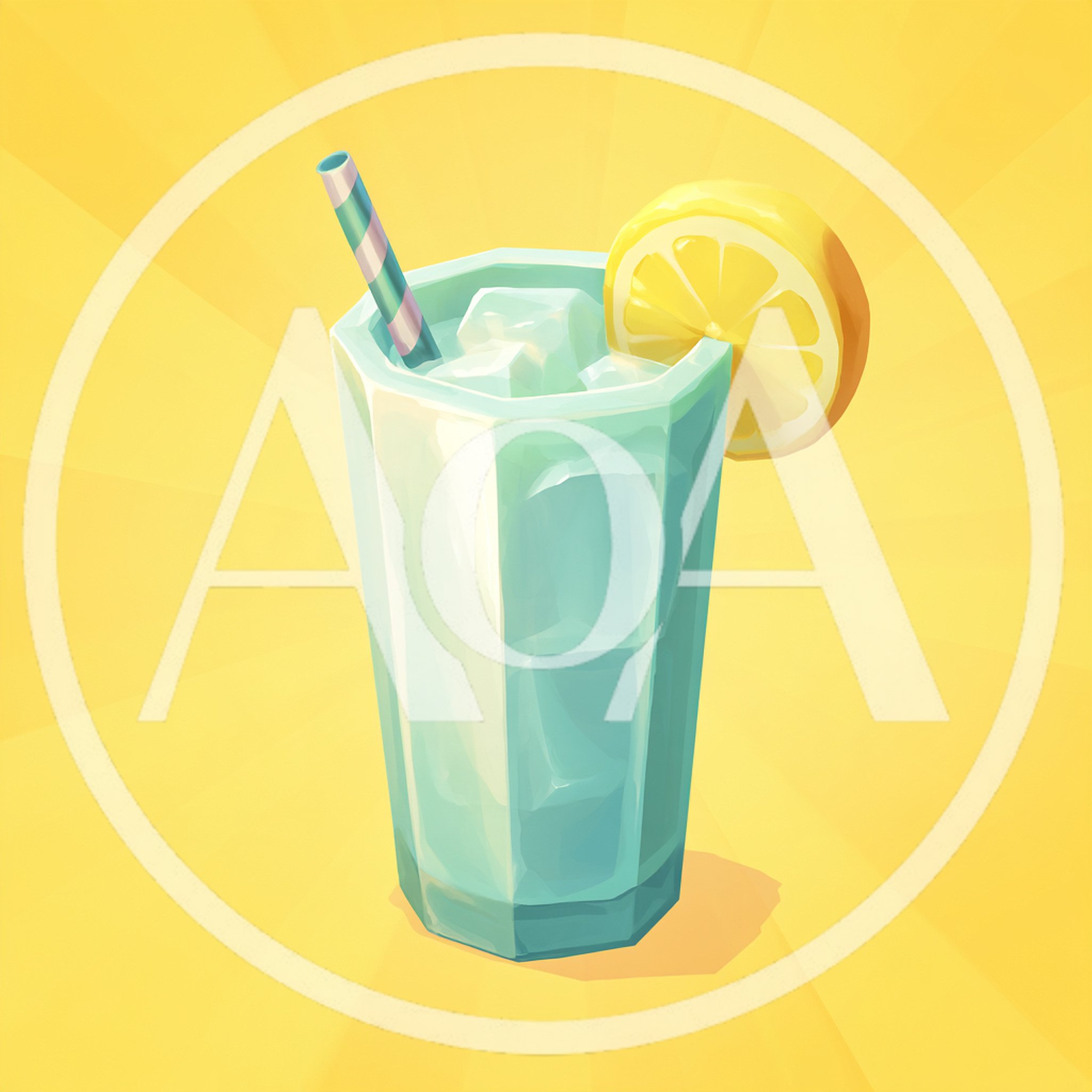 Refreshing Glass Of Lemonade With Ice And Straw
