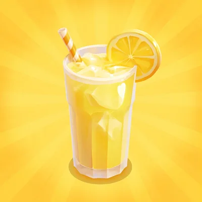 Refreshing Glass Of Lemonade With Ice And Straw