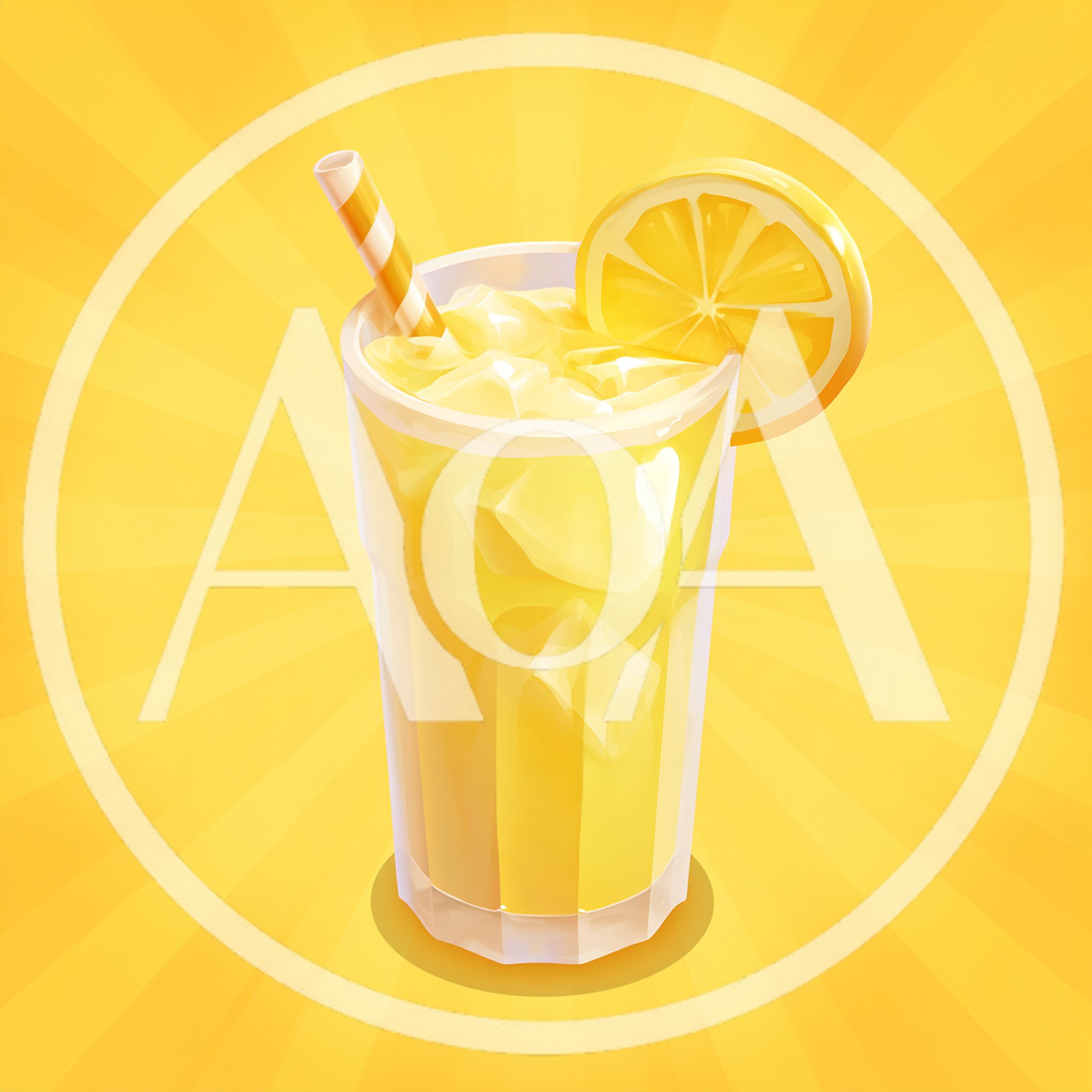 Refreshing Glass Of Lemonade With Ice And Straw