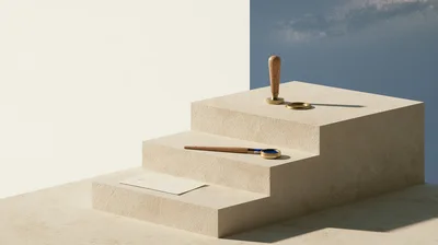 Wax Seal Stamp and Stationery on Stone Steps