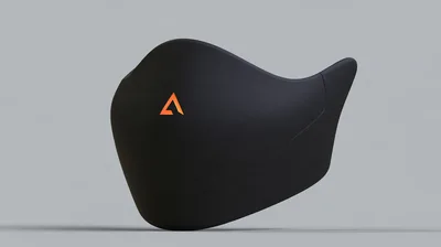 Modern Black Protective Face Mask With Glowing Orange Logo