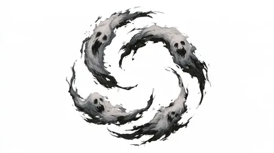 Circular Formation Of Four Ethereal Ghostly Spirits