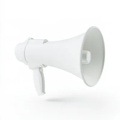 White Megaphone Isolated On White Background