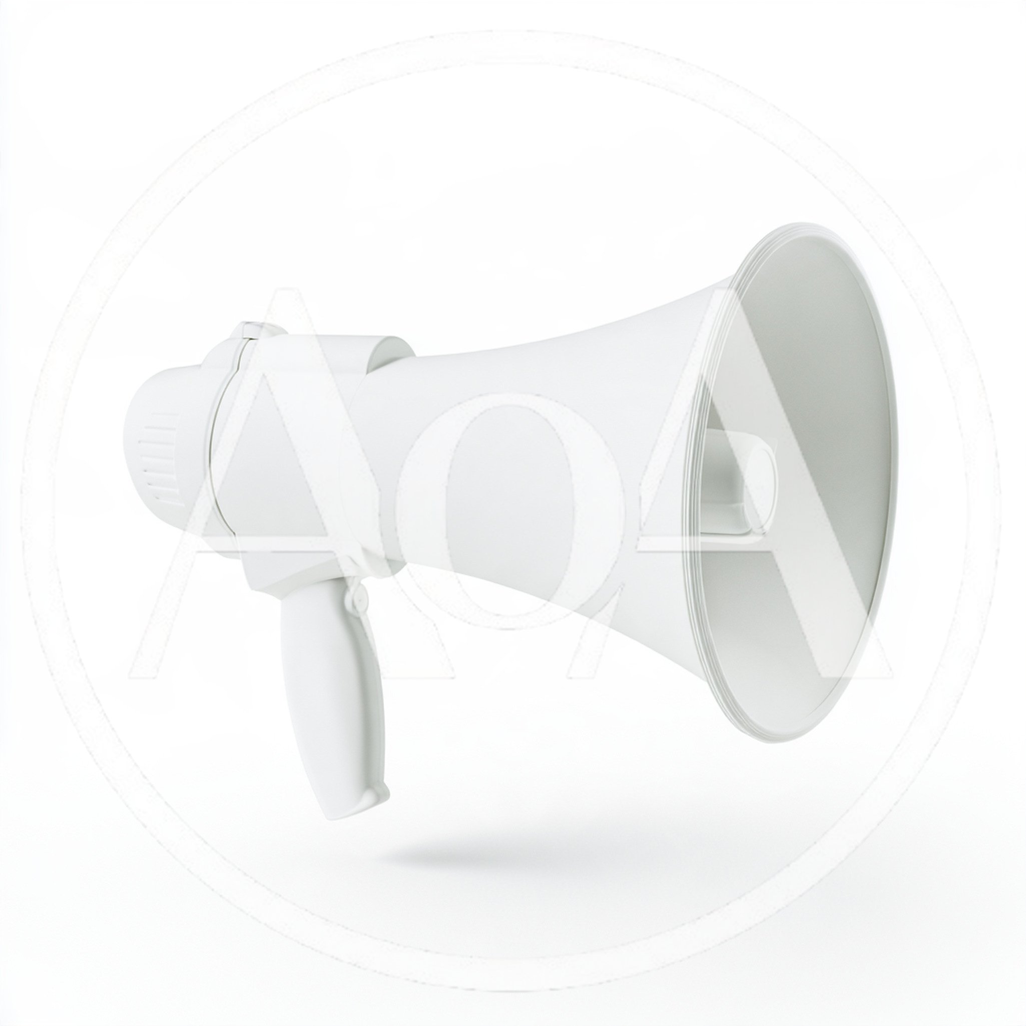 White Megaphone Isolated On White Background