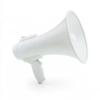 White Megaphone Isolated On A Plain White Background