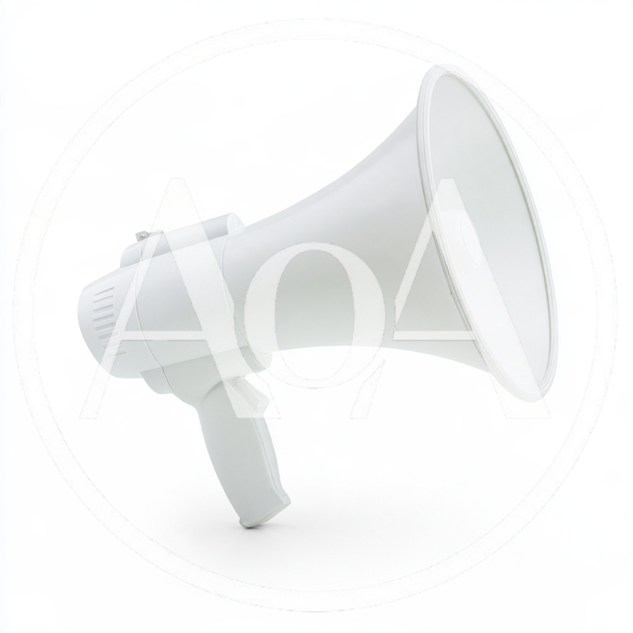 White Megaphone Isolated On A Plain White Background