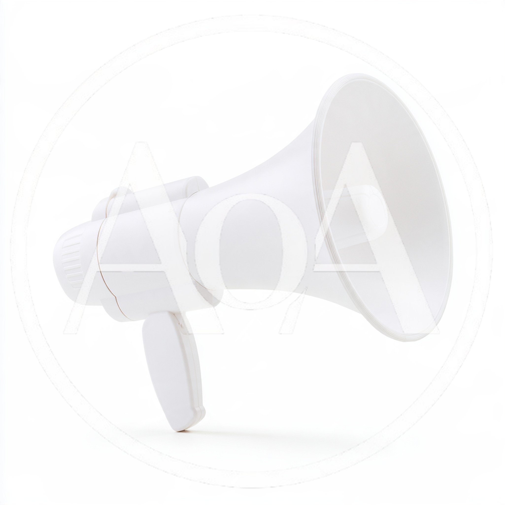 White Plastic Megaphone Isolated On White Background