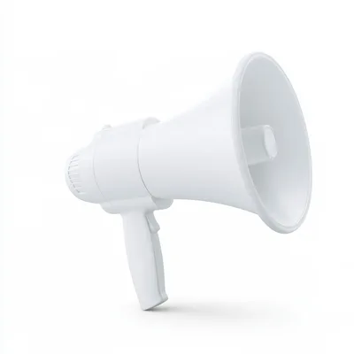 White Megaphone Isolated On White Background