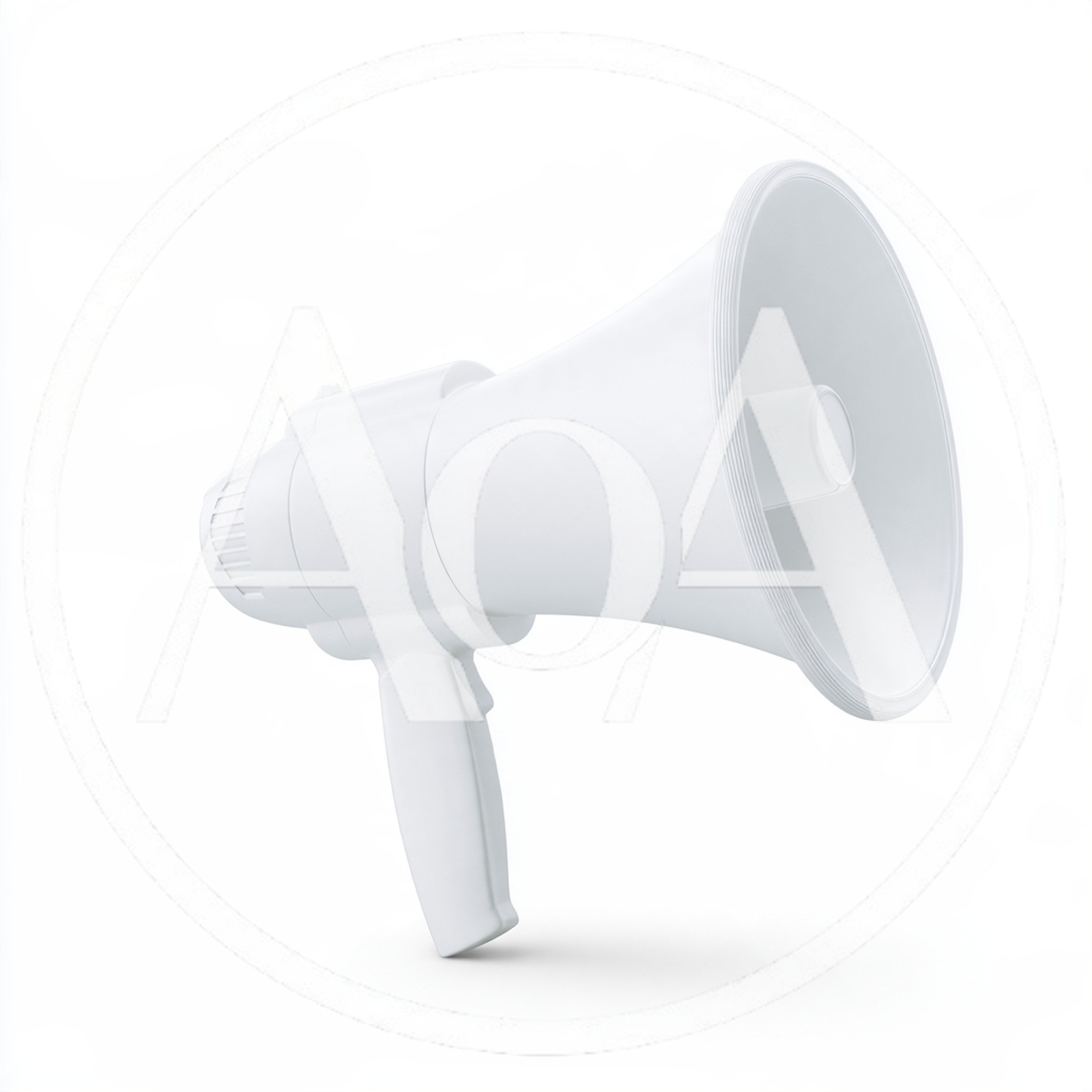 White Megaphone Isolated On White Background