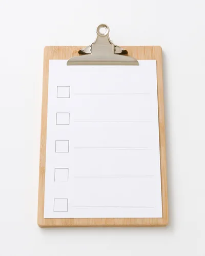 Wooden Clipboard With Blank Checklist Paper