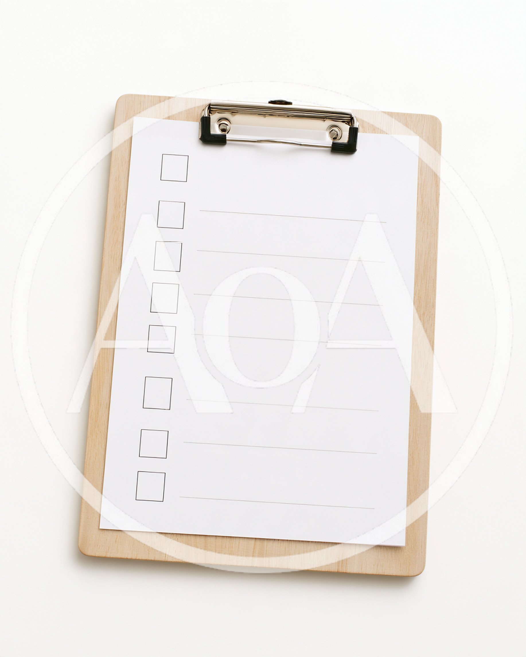 Wooden Clipboard With Blank Checklist Paper