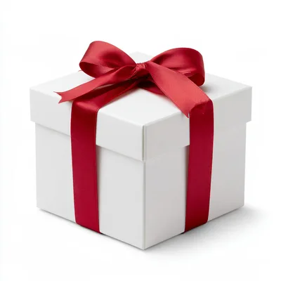 White Gift Box With Red Ribbon Bow