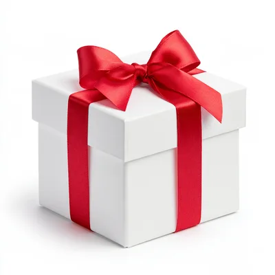 White Gift Box With Red Ribbon Bow