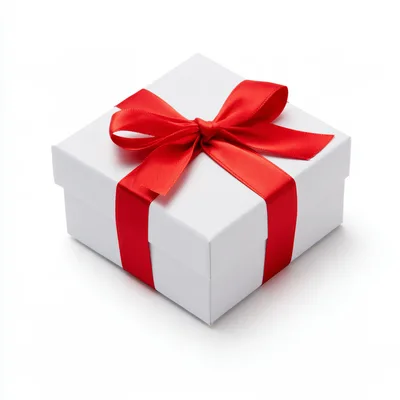 White Gift Box With Red Ribbon Bow