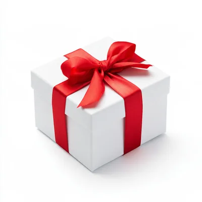 White Gift Box With Red Ribbon Bow
