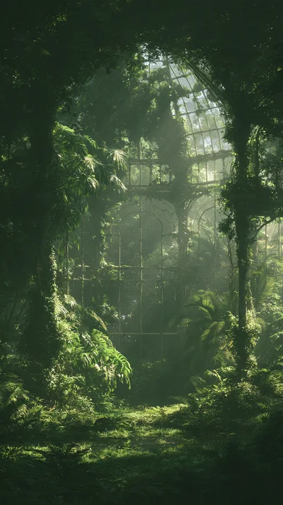 Overgrown Abandoned Victorian Greenhouse In Lush Tropical Jungle