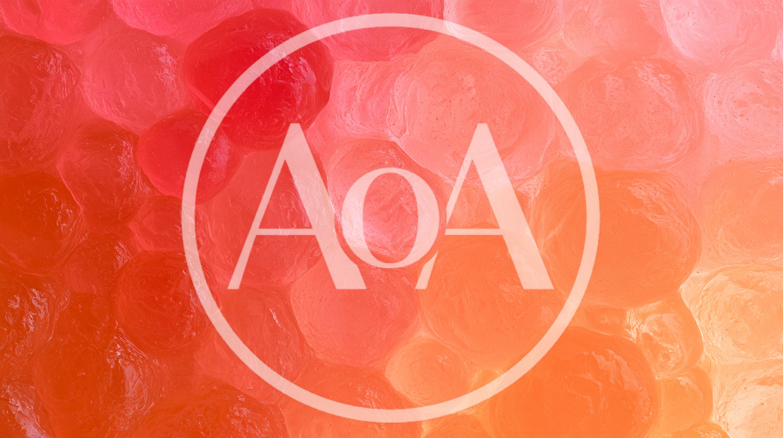 Abstract Background Of Translucent Red And Orange Gel Spheres