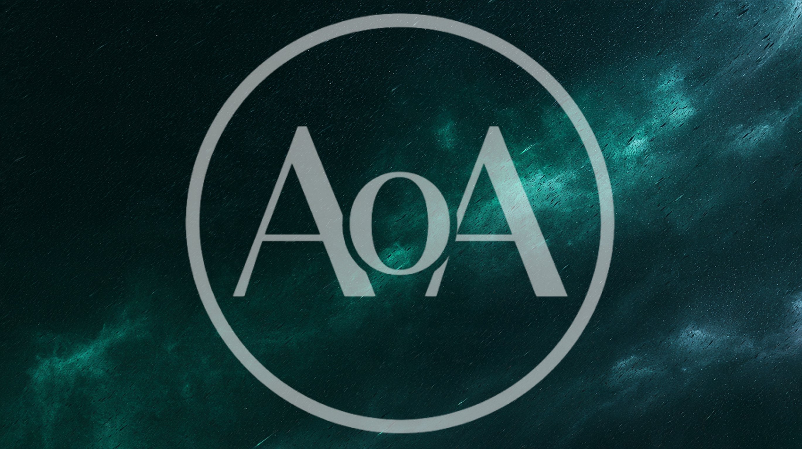Abstract Teal Nebula Space Background With Falling Particles