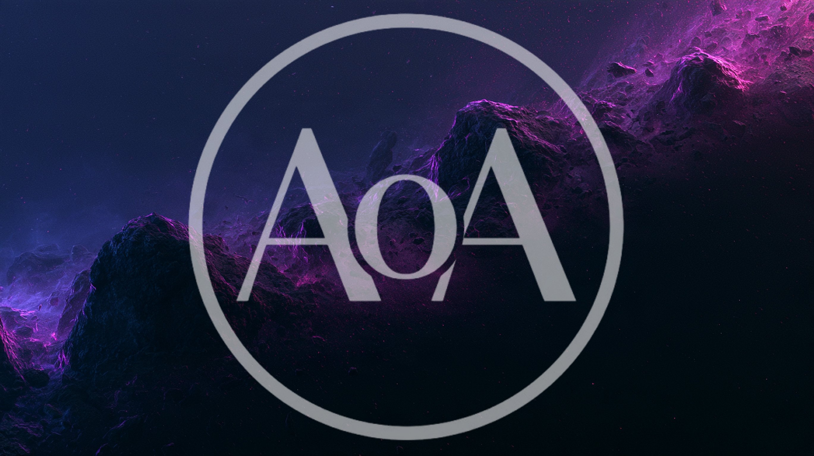Abstract Cosmic Landscape With Glowing Purple Nebula Clouds