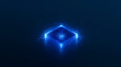 Glowing Digital Microchip Processor Concept