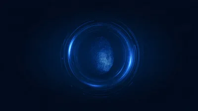 Digital Fingerprint Scan With Glowing Circular Interface