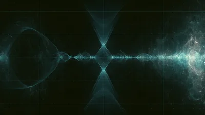 Abstract Digital Waveform Visualization On Dark Grid Background