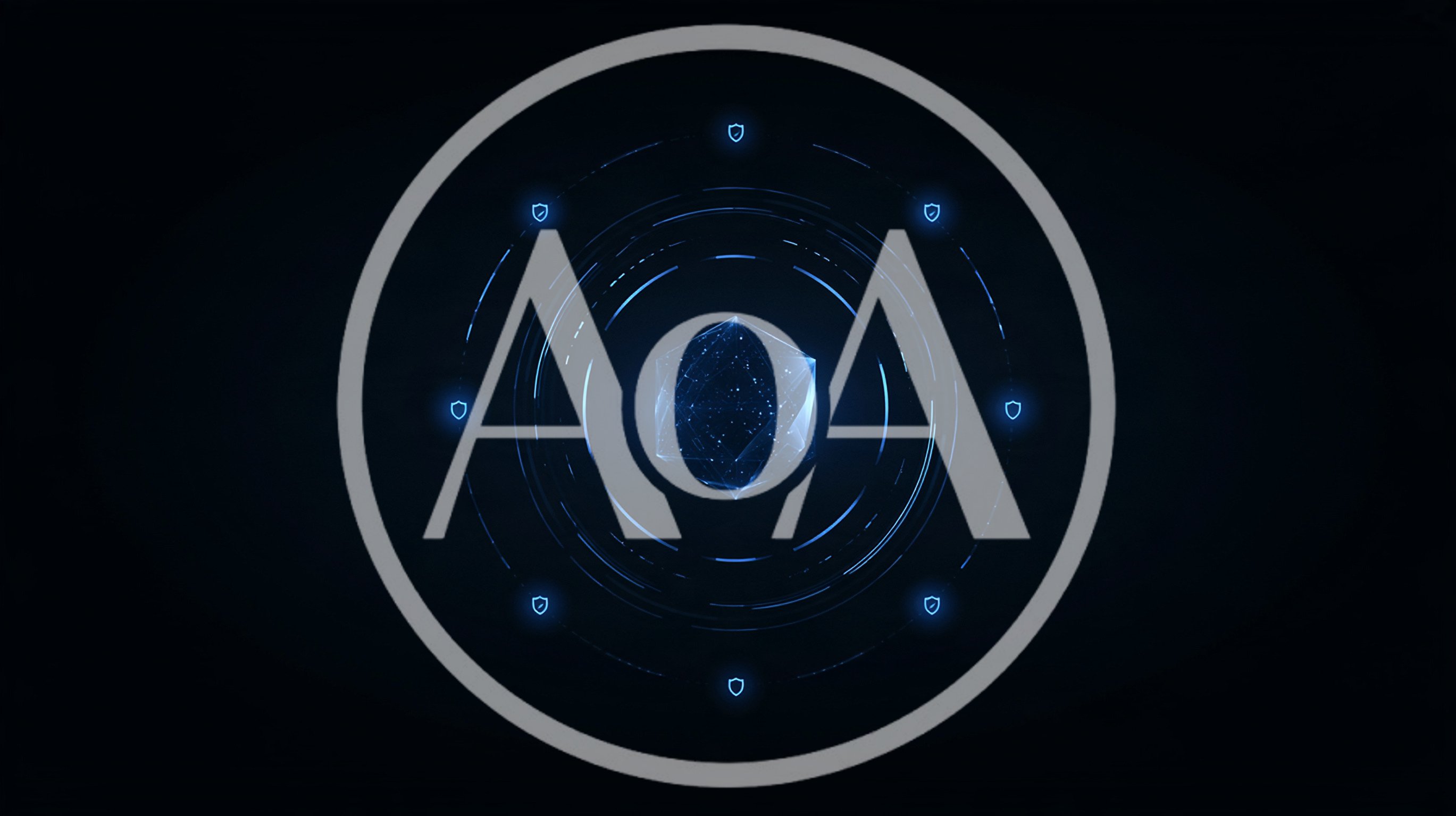 Digital Hexagonal Core With Rotating Shield Icons
