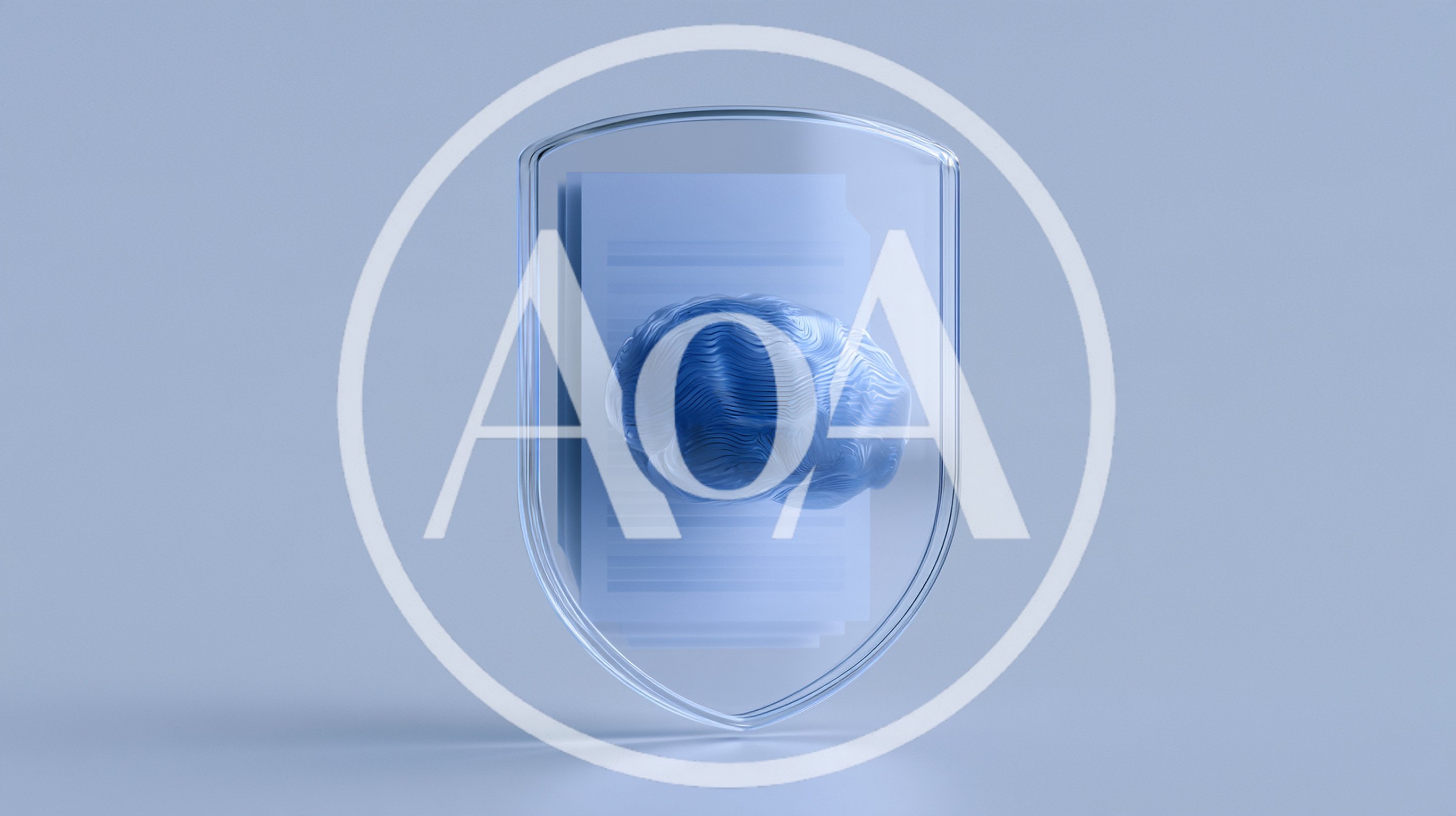 Abstract 3D Brain Icon Protected By Glass Shield
