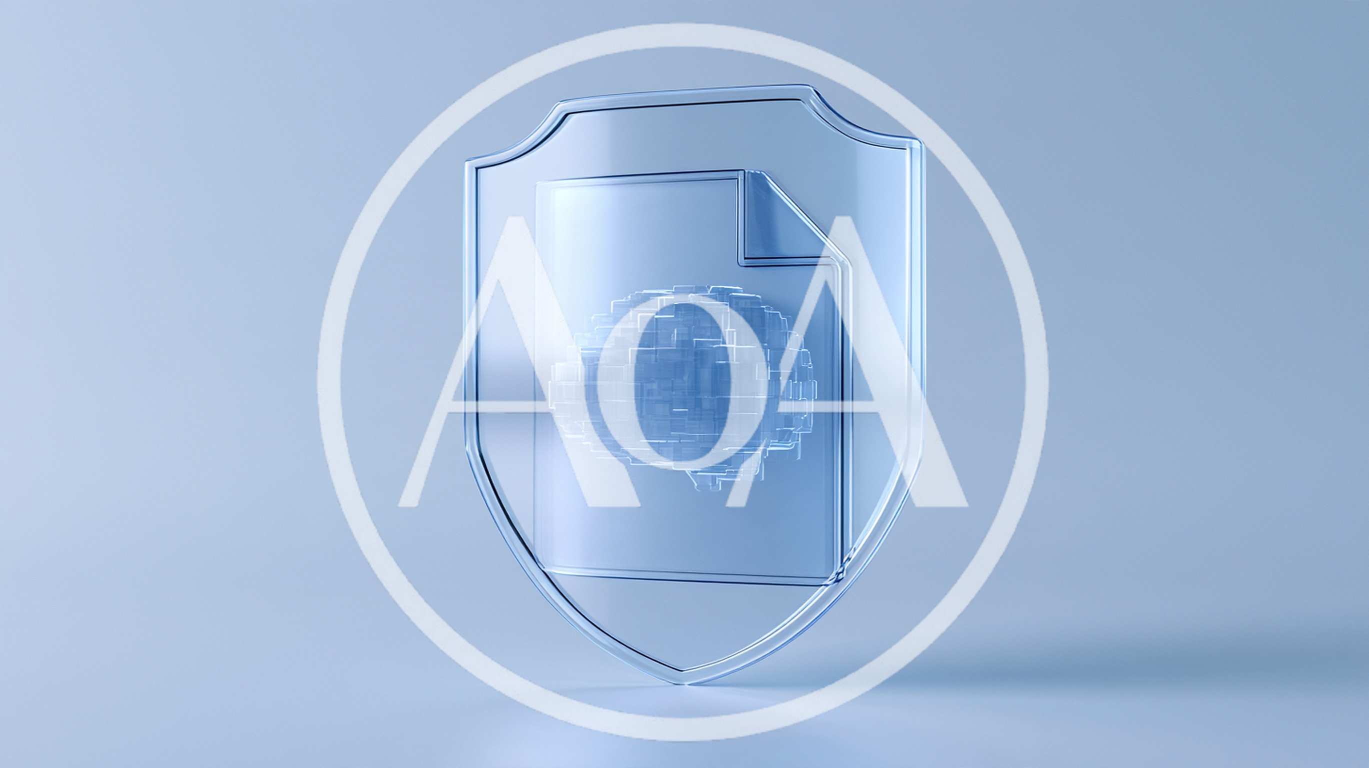 Glass Shield Protecting A Digital Brain Document Icon