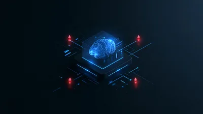 Digital Brain Inside A Glowing Data Processor