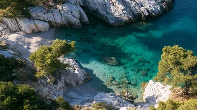 Aerial View Of A Secluded Mediterranean Cove