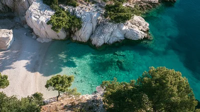 Aerial View Of A Secluded Mediterranean Cove