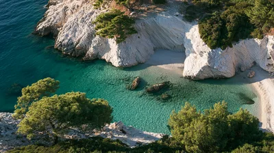 Aerial View Of A Secluded Mediterranean Cove