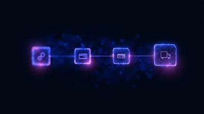 Digital Workflow Process Icons With Glowing Network Connections
