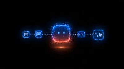 Digital Glowing Icons Connected To A Central AI Hub