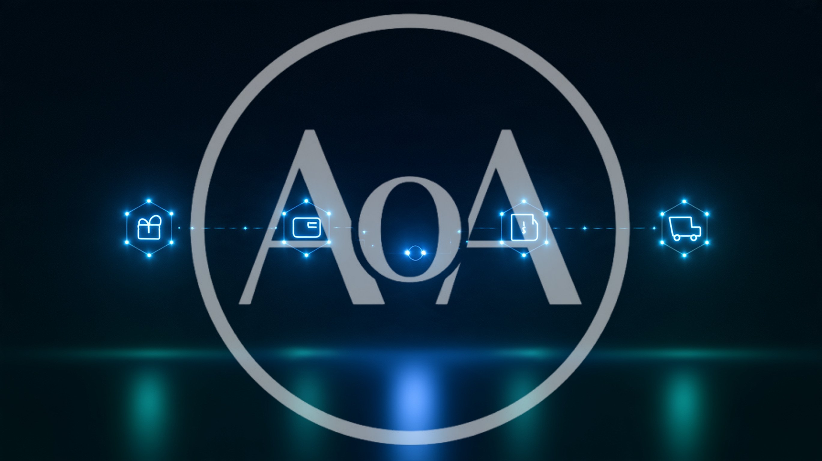 Digital Business Process Flow With Glowing Neon Icons